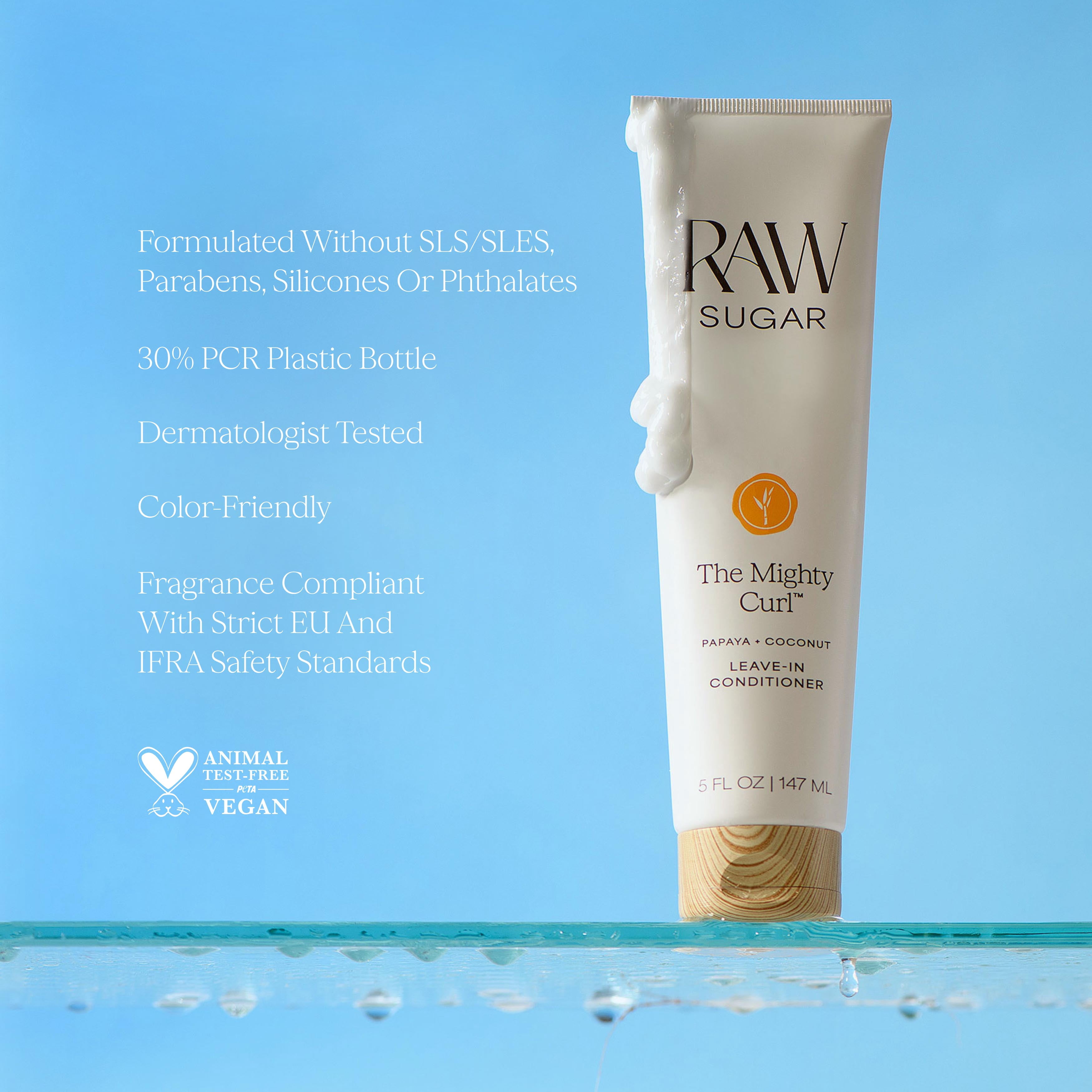 Raw Sugar The Mighty Curl Leave-In Conditioner, Papaya + Coconut, 5 fl oz