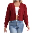 thumbnail image 1 of Cardigan Tricoté pour Femmes à Manches Longues Veste Chandail Automne Hiver Mode Vêtement Extérieur Confortable Décontracté Élégant, 1 of 6