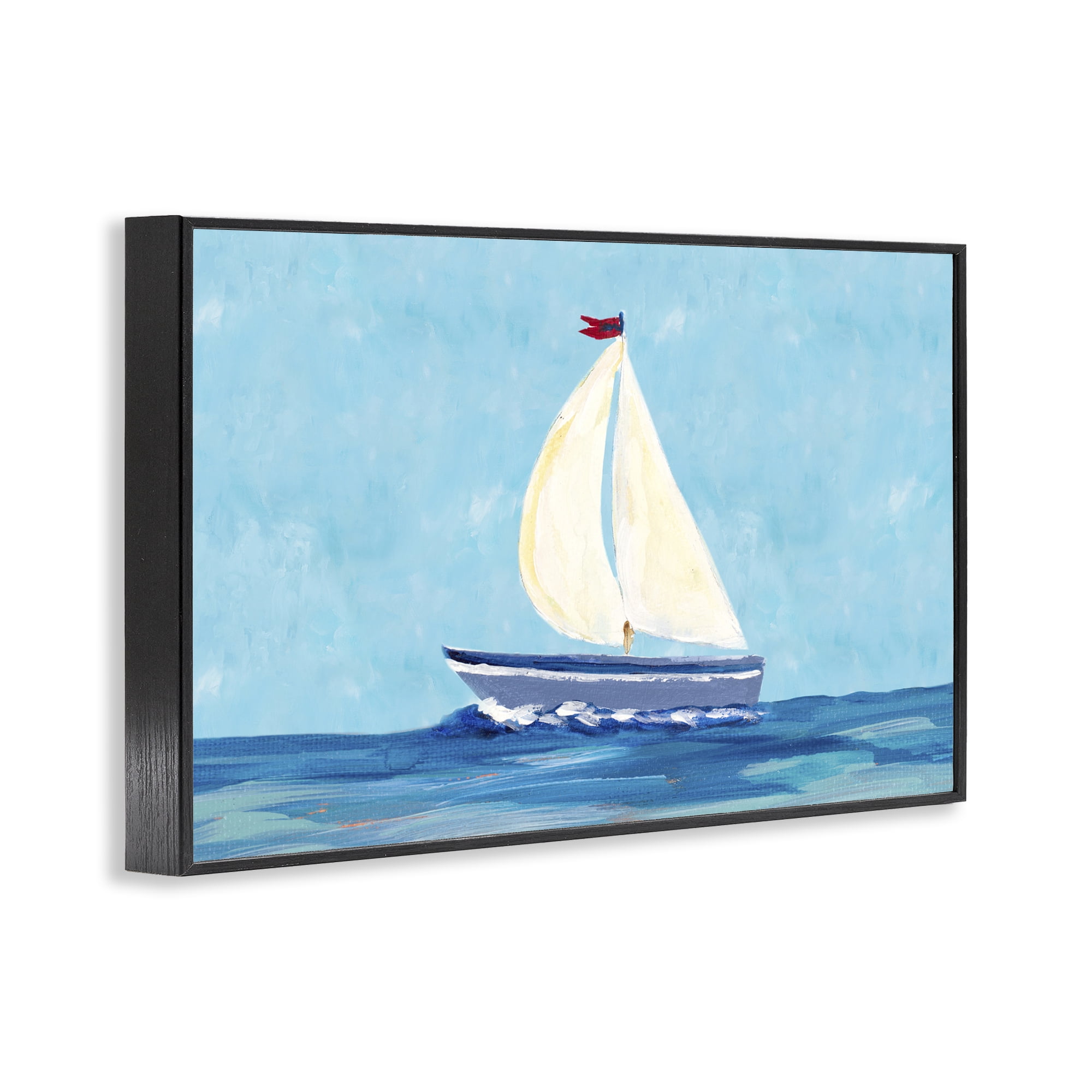 Stupell Industries Sail The Sea Transportation Painting Black Framed Art Print Wall Art, 24 x 16