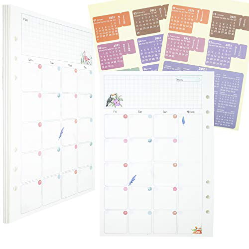 40 A6 Personal Planner Insert Refills Monthly Weekly To Do Activity Log Calendar 