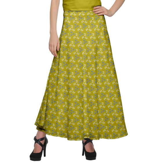 Moomaya Skirts For Women Long Length Rayon Printed Casual Summer Wear Clothing