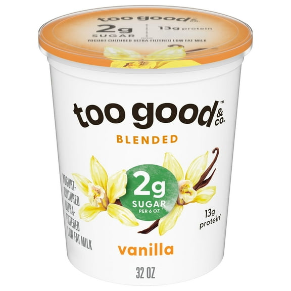 Too Good Lower Sugar Vanilla Flavored Low Fat Greek Yogurt Cultured Product, 32 oz Tub