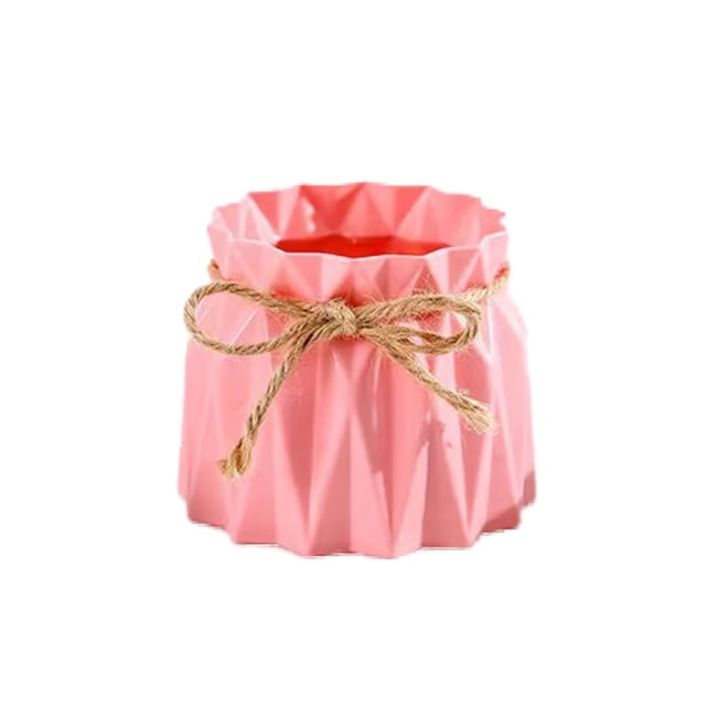 Artificial Hydrangea Vase, Rope Plastic Vase for Table Home Party Office Wedding, 4x3.4x3.4 Inch