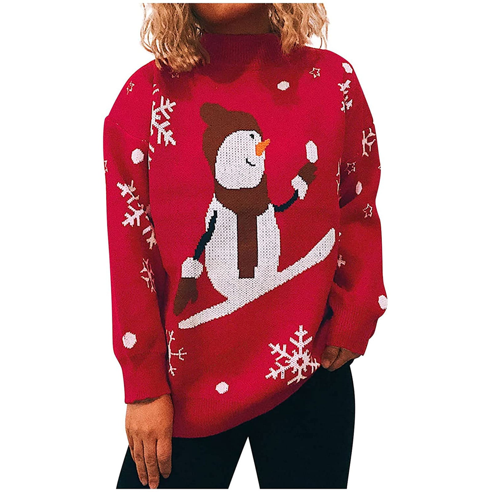 Sweaters for Women Autumn Winter Women's Christmas Printing Splicing Round Neck Long Sleeve Line Sweater Tops Blouse Sueter para Invierno - Walmart.com