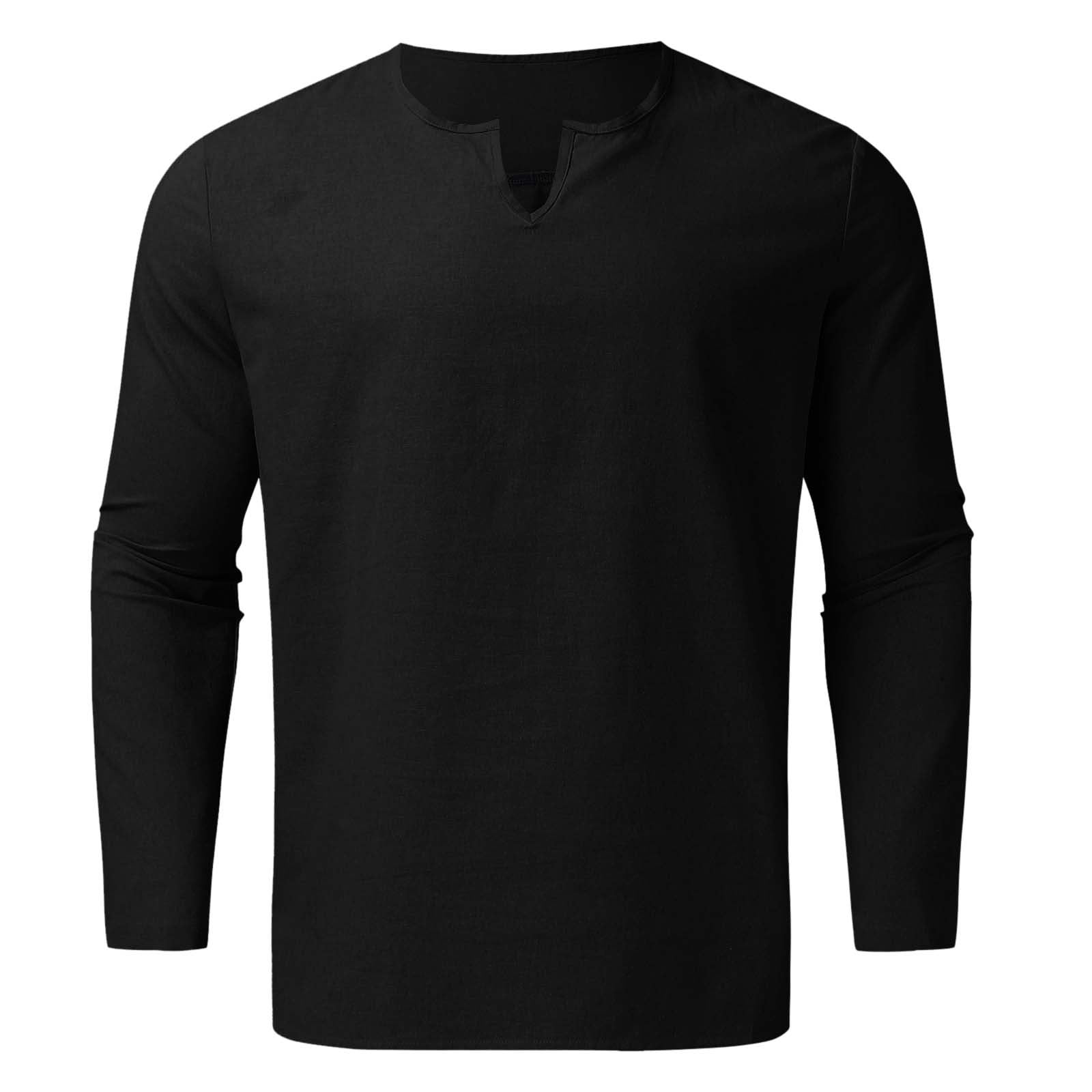 MRULIC suits for men Men Pieces Cotton Linen Set Henley Shirt Long