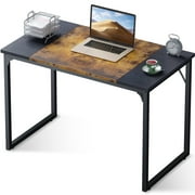 Small Computer Desks 39 Inch Study Writing Table for Home Office, Modern Simple Style PC Gaming Desks, Black and Rustic Brown