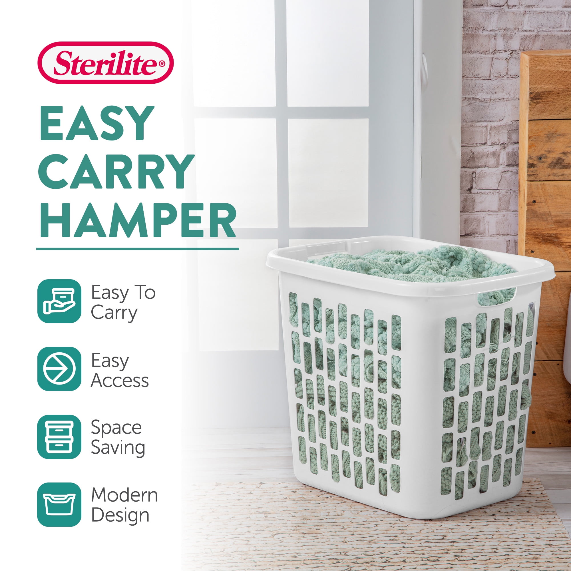 Sterilite Ultra Easy Carry Dirty Clothes Laundry Basket Hamper, (8 Pack)