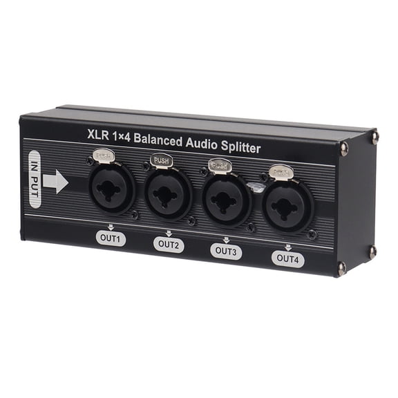 6.5mm 1 In 4 Out 3Pin Splitter Box Professional Distribution Ground Distribution Box 1 to 4 Splitter Studio Equipment