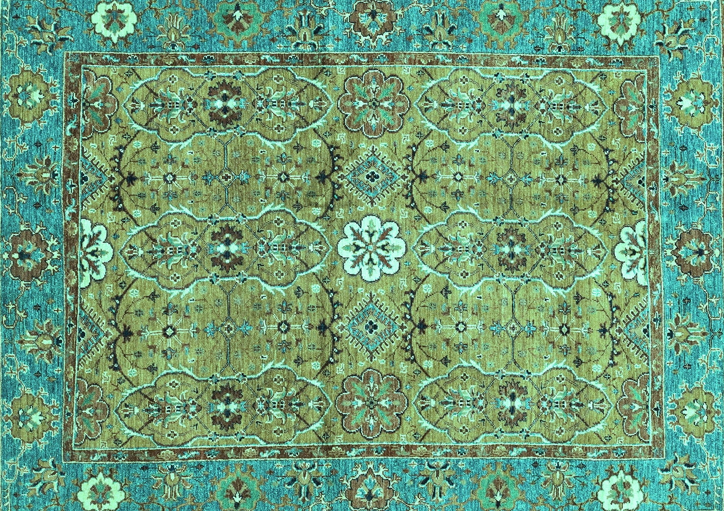 Ahgly Company Indoor Rectangle Abstract Turquoise Blue Modern Area Rugs ...