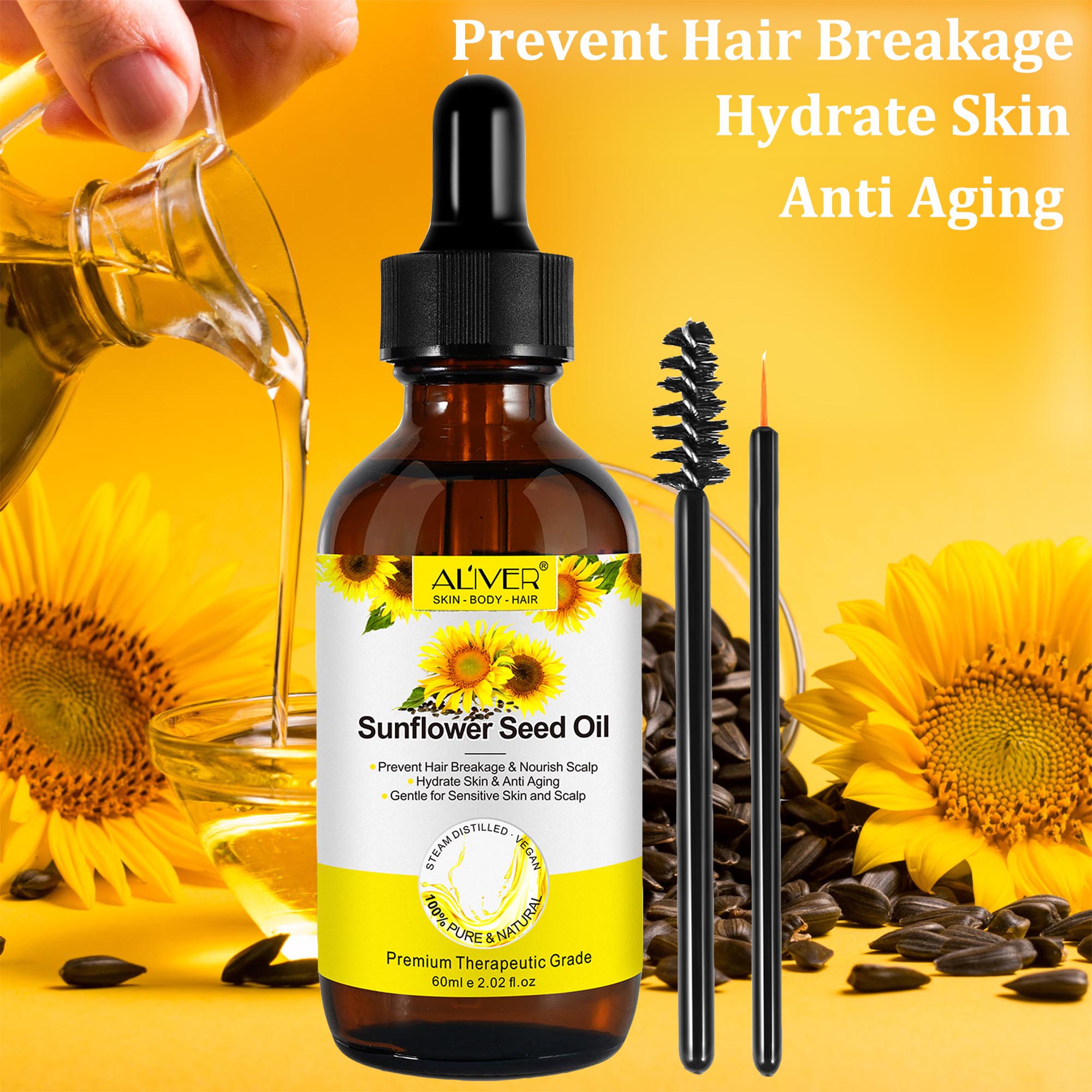 Aliver Sunflower Seed Oil for Hair Growth, Skin Moisturizing Oil