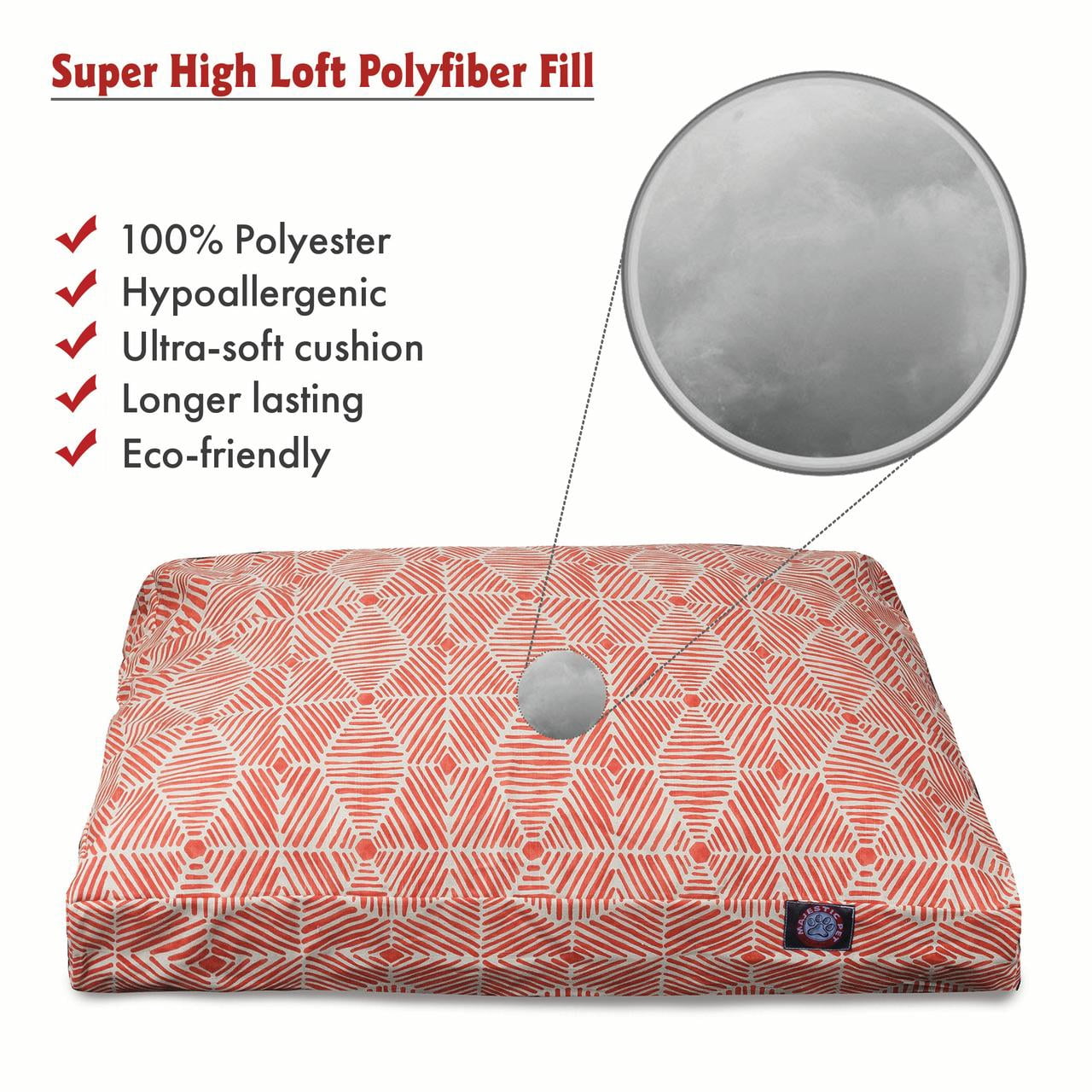 Majestic Pet | Charlie Rectangle Pet Bed For Dogs, Removable Cover, Salmon, Medium