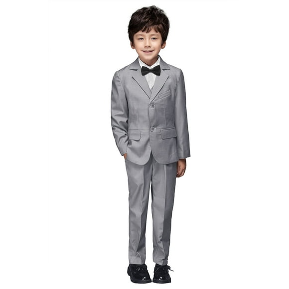 YuanLu Boys Suits 5 Piece Kids Tuxedo Formal Wear Ring Bearer Suit gray Size 12