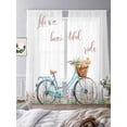 thumbnail image 4 of Spring Sheer Curtains 108 Inches Long 2 Panels Set, Window Sheer Curtains for Living Room/Bedroom, Farmhouse Bicycle Botanical Floral Flowers Light Filtering Rod Pocket Curtain 52''x108''x2, 4 of 8