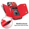 thumbnail image 5 of ShellTech for iPhone 11 Pro Max Case with Card Holder and Strap - Zipper Pocket,Crossbody Lanyard Strap,Credit Card Holder,Stand Ring,Cute Phone Wallet Case for Women,Red, 5 of 10