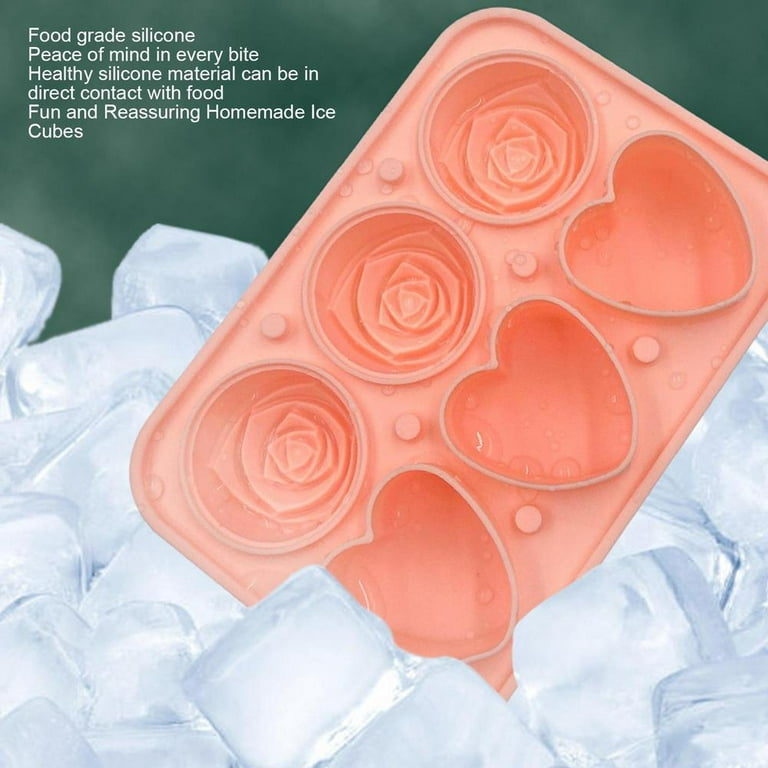 Tohuu Rose Flower Ice Cube Mold 6 Cavity Rose-Shaped Ice Cube