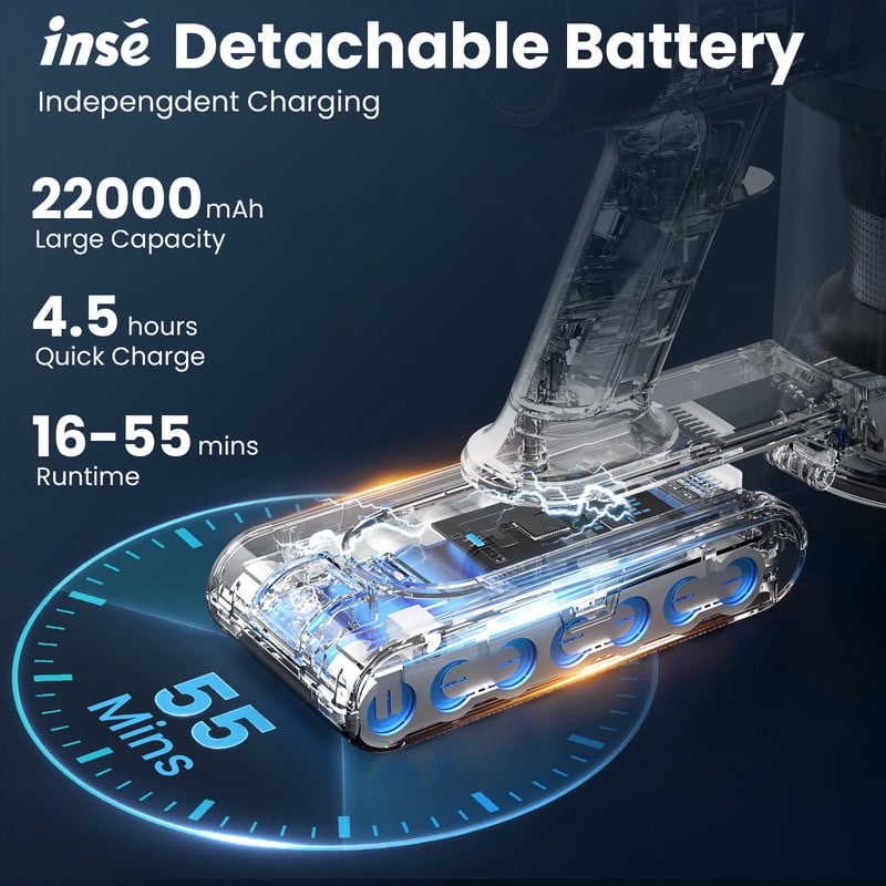 Homadio Cordless Vacuum Cleaner, 400W/30Kpa Vacuum Cleaners for Home, 55Mins Stick Vacuum with LED Display, Wall Mount Charging, 8 in 1 Lightweight Vacuum for Hard Floors Carpet Pet Hair