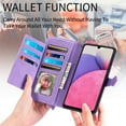 thumbnail image 3 of Feishell Case For Samsung Galaxy A16 5G,Embossed Premium PU Leather Wallet Flip Cover Card Slots Zipper Pocket Kickstand with Wrist Strap,Magnetic Closure Handbag Shockproof Cover, Purple, 3 of 7