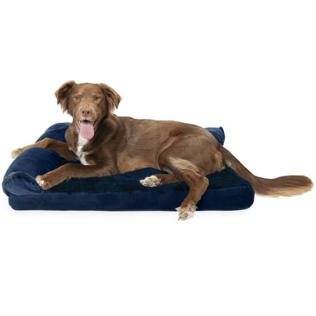 UPC: 0842229107906 | FurHaven Pet Products Plush & Velvet Deluxe Chaise Lounge Cooling Gel Memory Foam Sofa Pet Bed for Dogs & Cats – Deep Sapphire Large