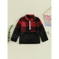 thumbnail image 2 of Liacowi Kids Sweatshirt Long Sleeve Stand Collar Plaid Patchwork Hoodie Pullover Clothes for Boys Girls, 2 of 9