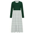 thumbnail image 4 of QUINDOS Summer Dresses for Women 2025 A-Line Casual Crew Neck Long Sleeve Sun Dresses Striped Pockets Midi Long Dresses for Women, 4 of 5