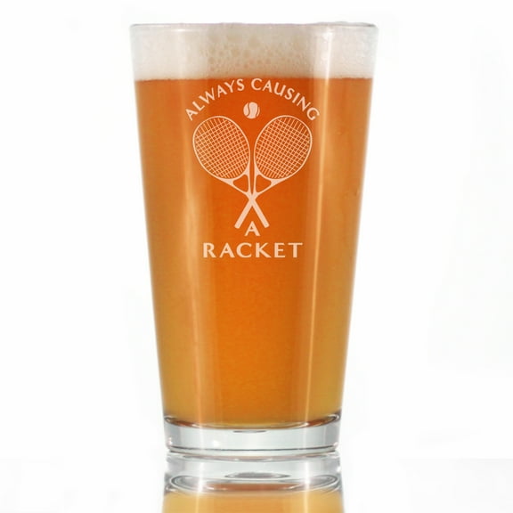 Bevvee Pint Glass 16 oz Causing A Racket Tennis Enthusiast Gifts Beer Glasses