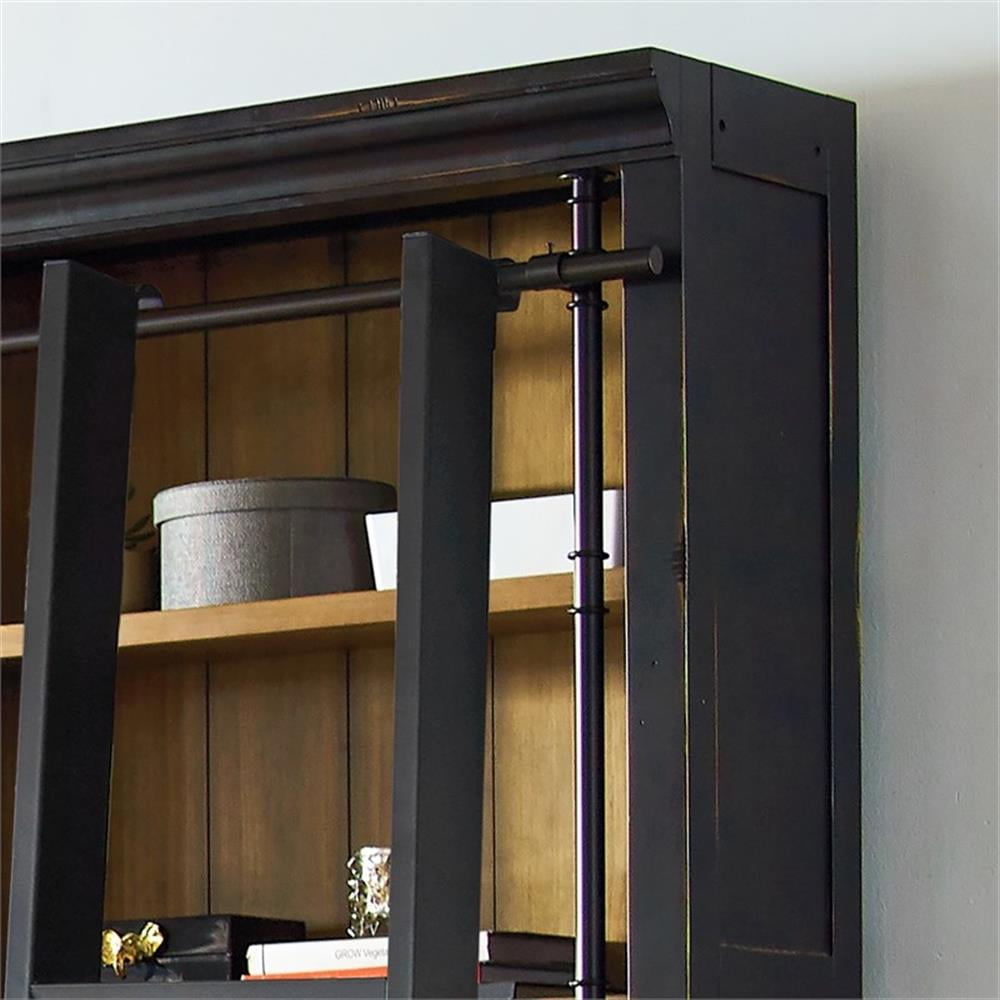 Pemberley Row Wood Black Bookcase Wall Rectangular Adjustable Shelves 80"W x 94"H x 15"D Unassembled