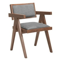 Delhi Dining Chair Gray & Walnut Dining Chair, Modern Style, Cozy polyester linen fabric, Rubberwood, Indoor Dining