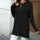 thumbnail image 4 of Heisall Women's Autumn Winter Tops Long Sleeve Solid Color Jacquard Pattern Round Neck Loose Split Hem Casual Fashion Blouses, 4 of 7
