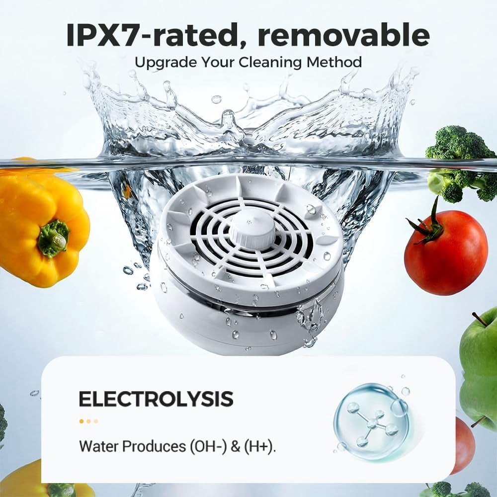 Waterproof Fruit and Vegetable Cleaner with Rotatable Magnetic Base, Automatic Start in Water for Home Kitchen Use(Green)(K)