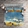 thumbnail image 2 of Ambesonne Travel Quilted Coverlet 3 Pcs, Motorcycles Countryside, Queen Size, Multicolor, 2 of 2