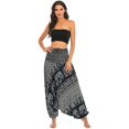 thumbnail image 1 of Combinaison Pantalon Boho Harem Taille Smockée en Rayonne 2 en 1 pour Femmes, 1 of 6