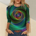 thumbnail image 2 of Women Long Sleeve Tops Classic Novelty Gradient Printed Clearance Blouse, 2 of 6