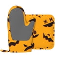 thumbnail image 5 of DouZhe Oven Mitts and Pot Holders Sets, Happy Halloween Pumpkin Face Prints Non-Slip Heat Resistant Kitchen Oven Silicone Glove, 5 of 7