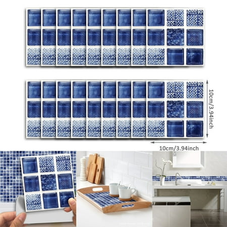 18pcs Self Adhesive Waterproof Black Marble Mosaic Wall Art Kitchen Tile