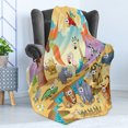 thumbnail image 4 of Cartoon Soft Flannel Fleece Throw Blanket, Savannah Animal Family Volcanos Mammals Nature Beasts Hippo Camel Sketch Design, Cozy Plush for Indoor and Outdoor Use, 60" x 80", Multicolor, by Ambesonne, 4 of 5