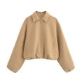 thumbnail image 2 of Cropped Baseball Jackets for Women 2025 Long Sleeve Lightweight Zip Up Lapel Casual Jackets with Pockets Outerwear, 2 of 3
