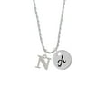 thumbnail image 2 of Delight Jewelry Silvertone Large Initial - N - Silvertone Script Initial Disc - A - Charm Necklace, 20"+3", 2 of 4
