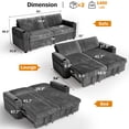 thumbnail image 6 of 91" Contemporary Sleeper Sofa Bed with Pull-Out Memory Foam Bed & Reclining Backrest - Gray Sectional Couch with Hardwood Frame, Ideal for Small Apartments & Guest Rooms, 6 of 9