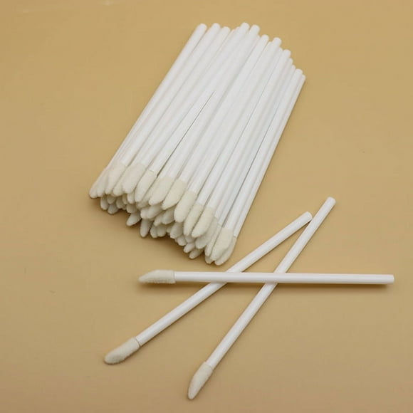 Zhuge 500Pcs Disposable Lip Brush Applicators, Black Lipstick Applicators, Disposable Nail Brushes, Lipstick Gloss Wands for Makeup, Nail Art, Painting, Detail Brush (White)
