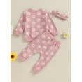 thumbnail image 4 of Bagilaanoe 3PCS Toddler Baby Girl Boy Pants Set Daisy Print Long Sleeve Sweatshirt Tops + Sweatpants 6M 9M 12M 18M 24M 3T Kids Casual Sweatsuits, 4 of 9
