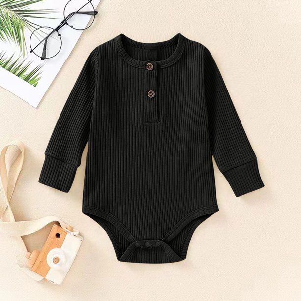 Ropa cómoda para bebés de color sólido, de manga larga, para gatear, de algodón para niños.
