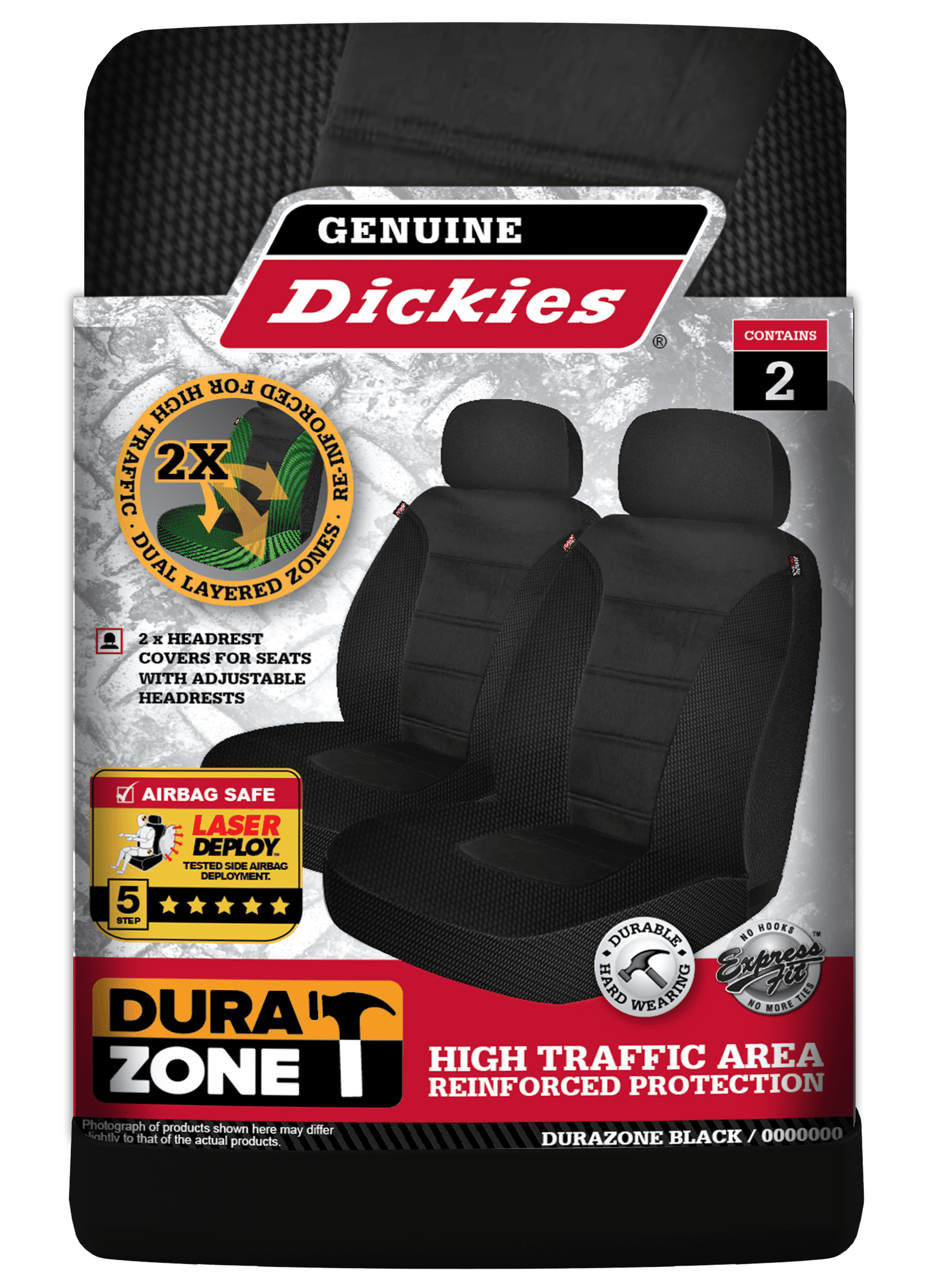 Genuine Dickies Low Back 2PC Black Durazone Seat Cover