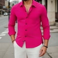 thumbnail image 3 of Dress Shirts for Mens Pink Long Sleeve Button Down Shirt Formal Wedding Prom Slim Fit Tops 2XL, 3 of 7