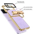 thumbnail image 3 of Dteck for Samsung Galaxy Z Flip3 5G 6.7" Case, Electroplated Leather Folding All-Inclusive Case with Ring Kickstand Protective Case for Samsung Galaxy Z Flip3 Ladies  Men, Crocodile Pattern Pink, 3 of 7