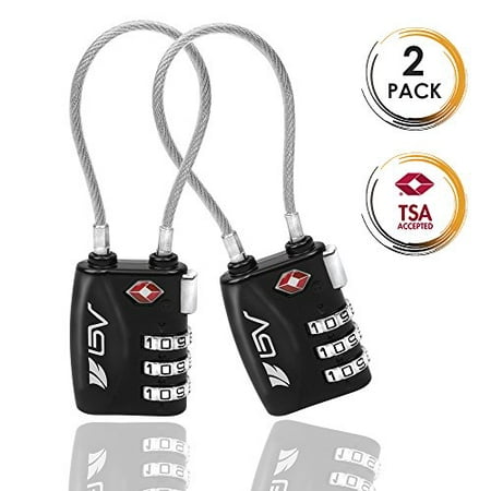 BV TSA Approved Luggage Travel Lock 2 Pack, Set-Your-Own Combination Lock for School Gym Locker,Luggage Suitcase Baggage Locks,Filing
