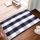 thumbnail image 4 of Alfombra de algodón con cuadros de búfalo, alfombra para puerta de entrada, lavable, con varias capas (24" x 35", alfombra a cuadros en blanco y negro), 4 of 7