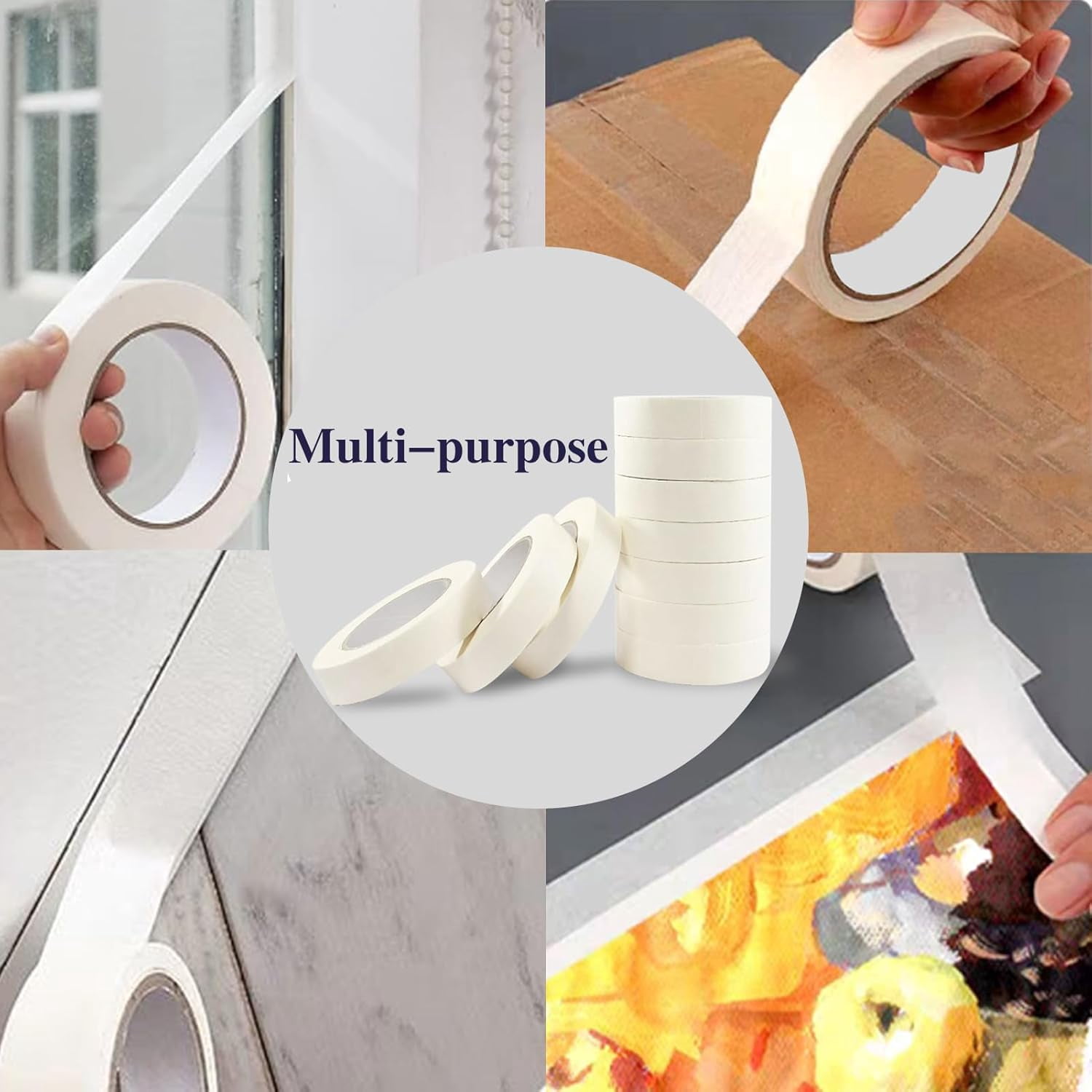 Masking Tape 1 Inch Wide, 18 Pack Painters Tape Bulk, Painter's Painting Tape with Multi-Surface Adhesive Backing for Decorations, 1 Inch x 55 Yards (990 Yards Total)