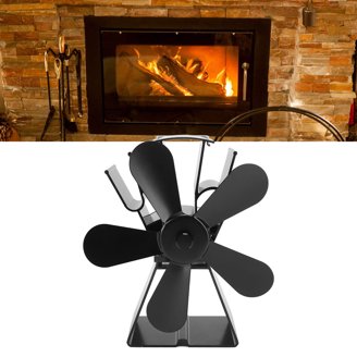 COSTWAY 4-Blade Heat Powered Stove Fan - Eco Fan For Wood Stove/Fireplace, USB For Laptop, Black, Saves Energy