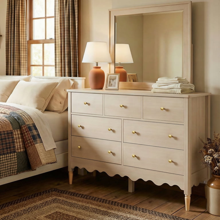 Homieasy 7 Drawer Dresser, Modern Wooden Chest of Drawers for Closet, Bedroom, Beige Oak, Adult Unisex, Size: Large
