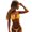 Yellow, variant on 1 Set Adjustable Straps Ring Linked Backless Bikini Set Micro Triangle Bra Low Rise Briefs Swimwear Beachwear